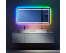 Зеркало с цветной RGB подсветкой для ванной комнаты Люмиро Лонг